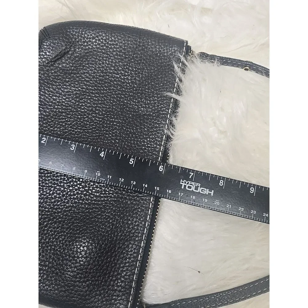 VTG GAP Black Wristlet‎ Pebble Cow Leather Polka Dot Lining Small Y2K
